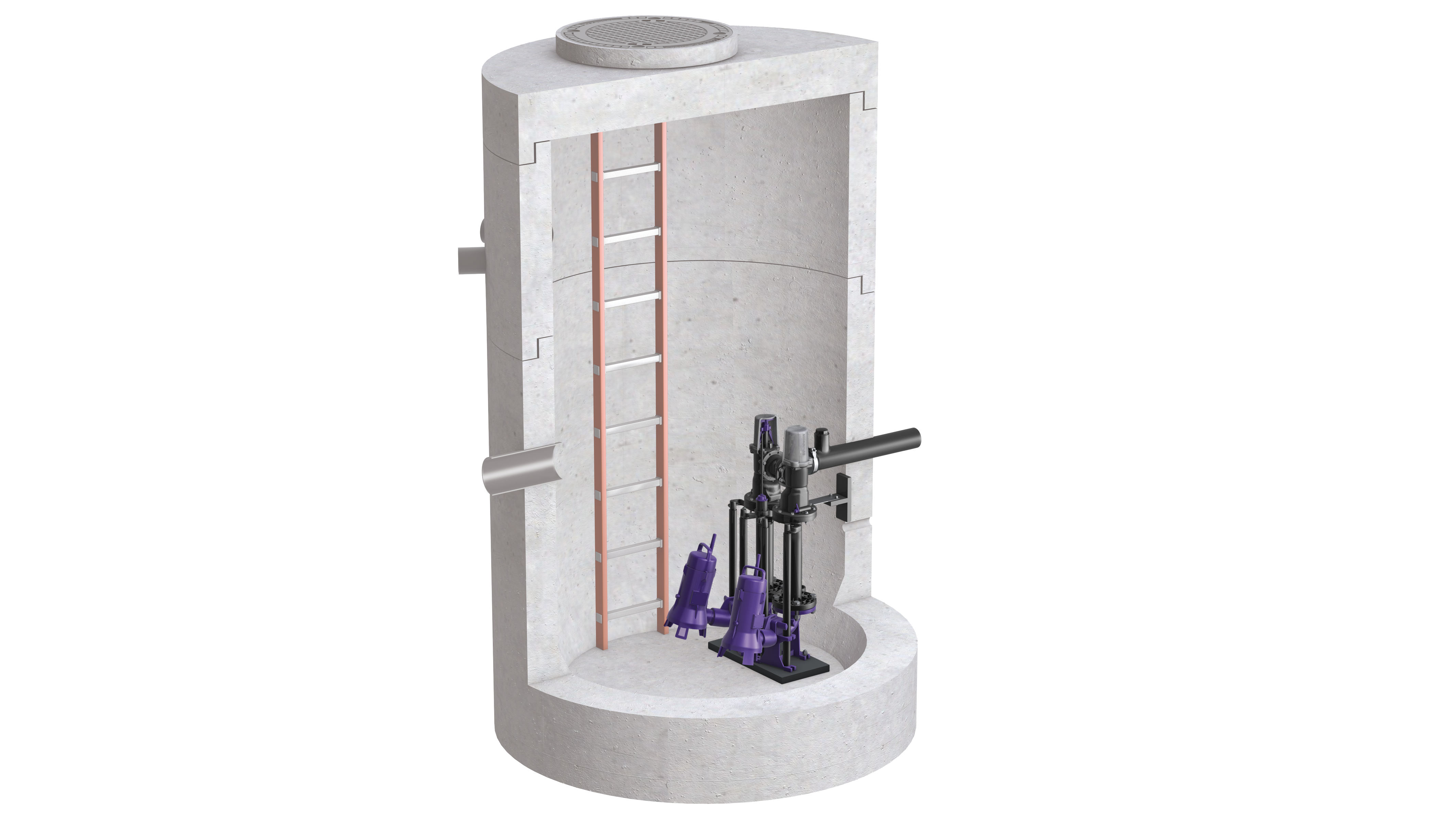 Installation kit for Retrofit in a concrete chamber on site