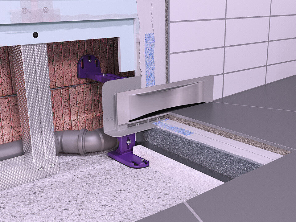 Schema di installazione dello scarico a parete Scada in una casa di riposo