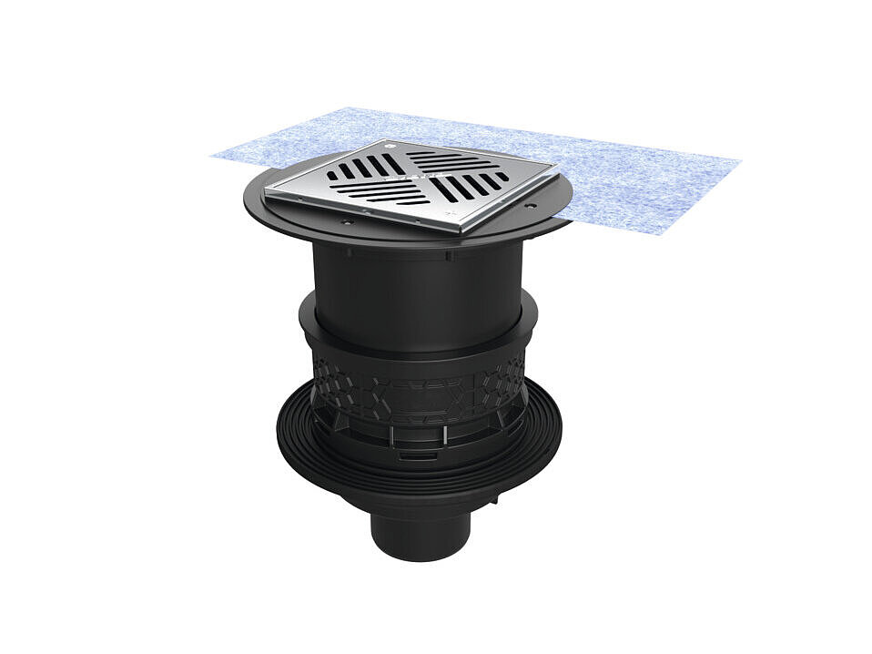 "Universale Plus" basement drain with a waterproofing membrane