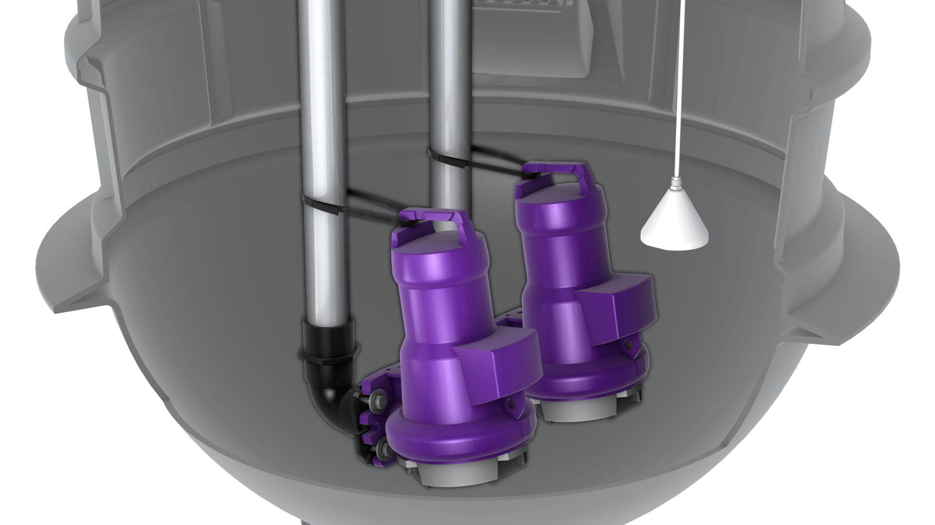 Aquapump XL Basic pumping station, detailed view, pumps