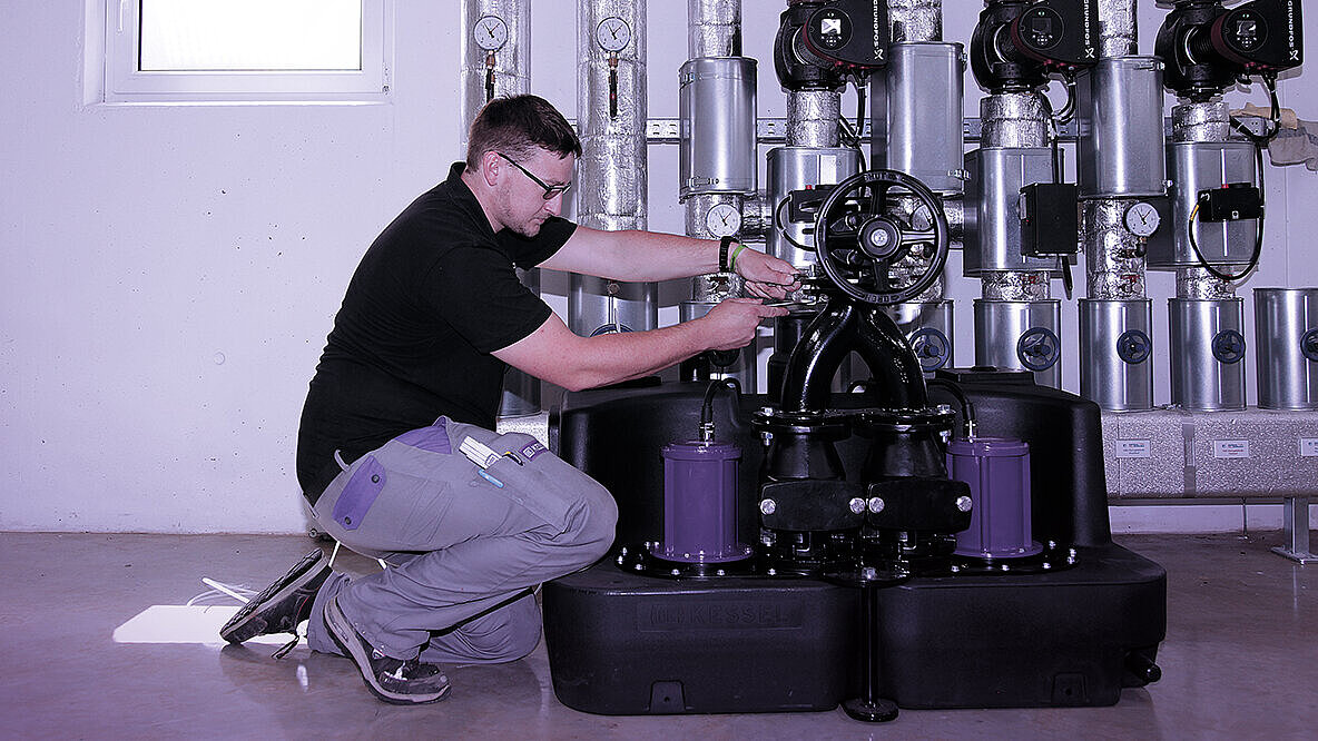 Set-up of a lifting station in the basement of a multi-family home