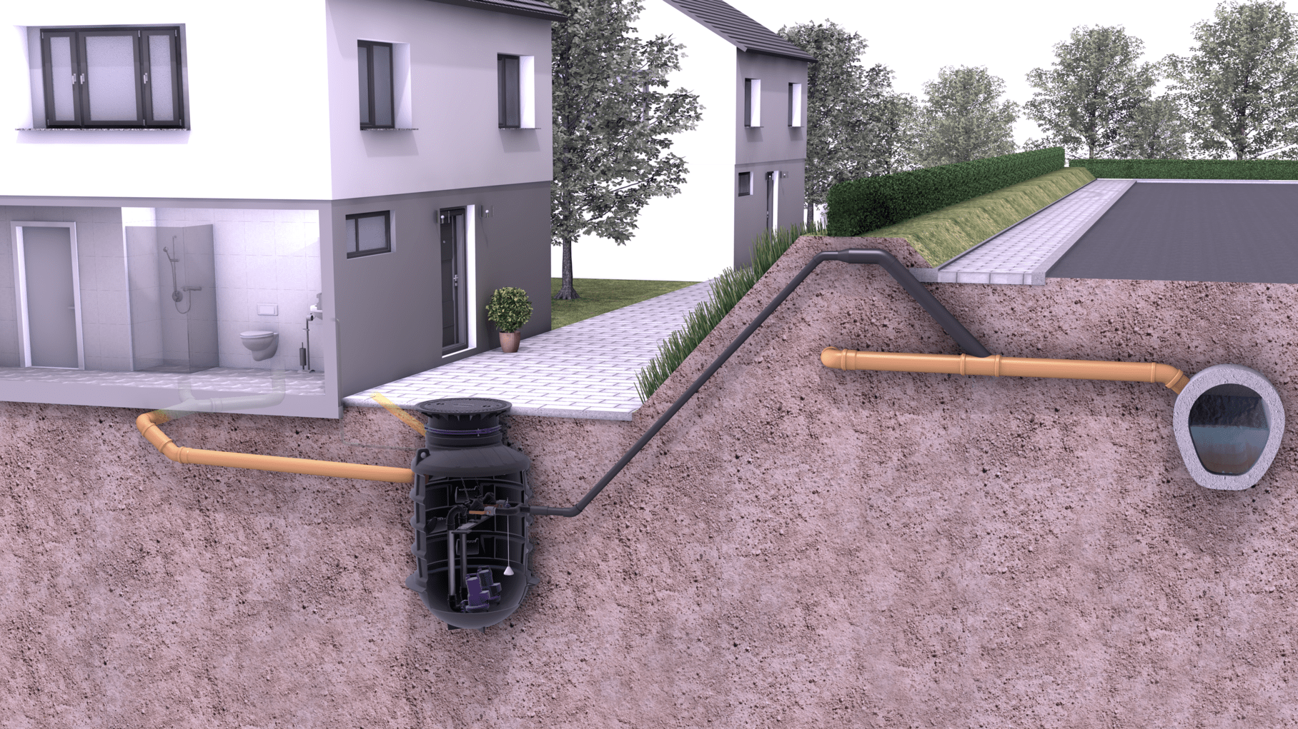 Installation diagram for Aquapump XL Basic pumping station